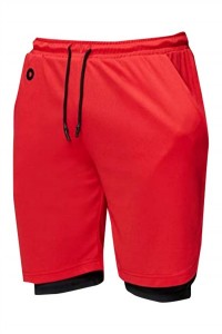 SKSP007 custom-made sports shorts running fast-drying tight-fitting design double-layer pants anti-glare lining design mobile phone pocket back zipper pocket front side design earphone hole sports shorts supplier five-minute sports pants detail view-2